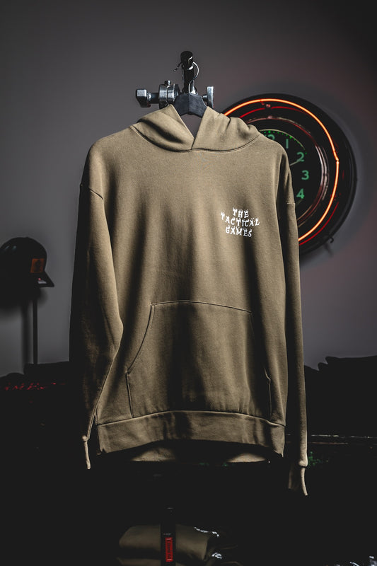 TTG Flaming Letters Hoodie, Olive Green