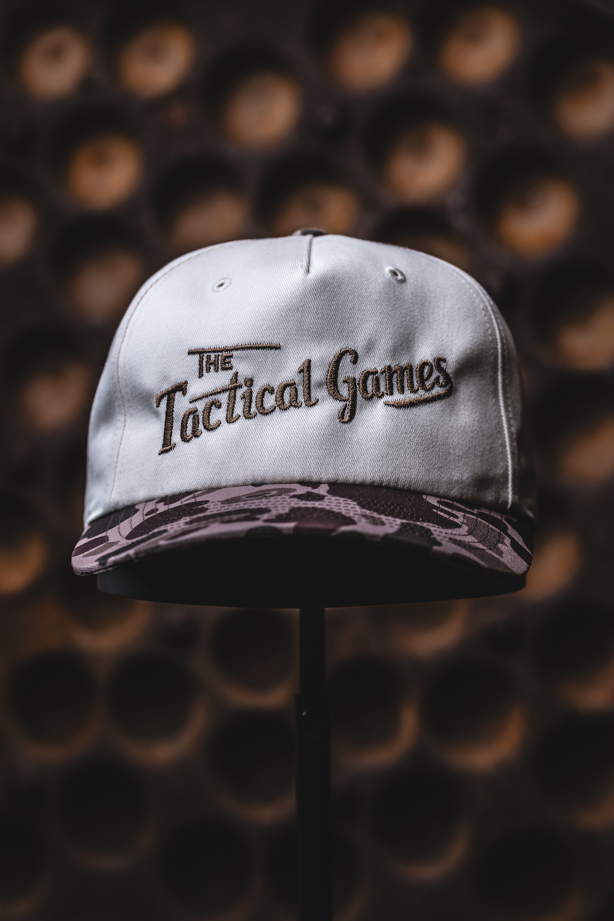 TTG Embroidered Cream/Bark Duck Camo 5 Panel Snapback Hat
