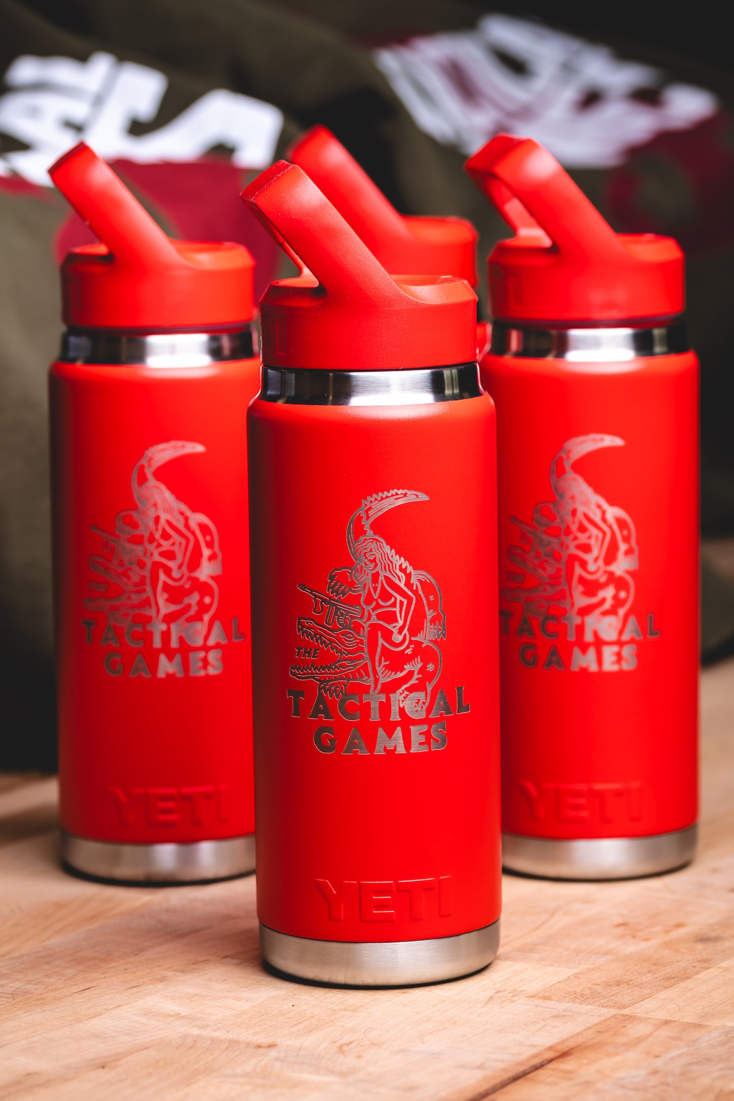 YETI 26oz water bottle with color-matched straw cap