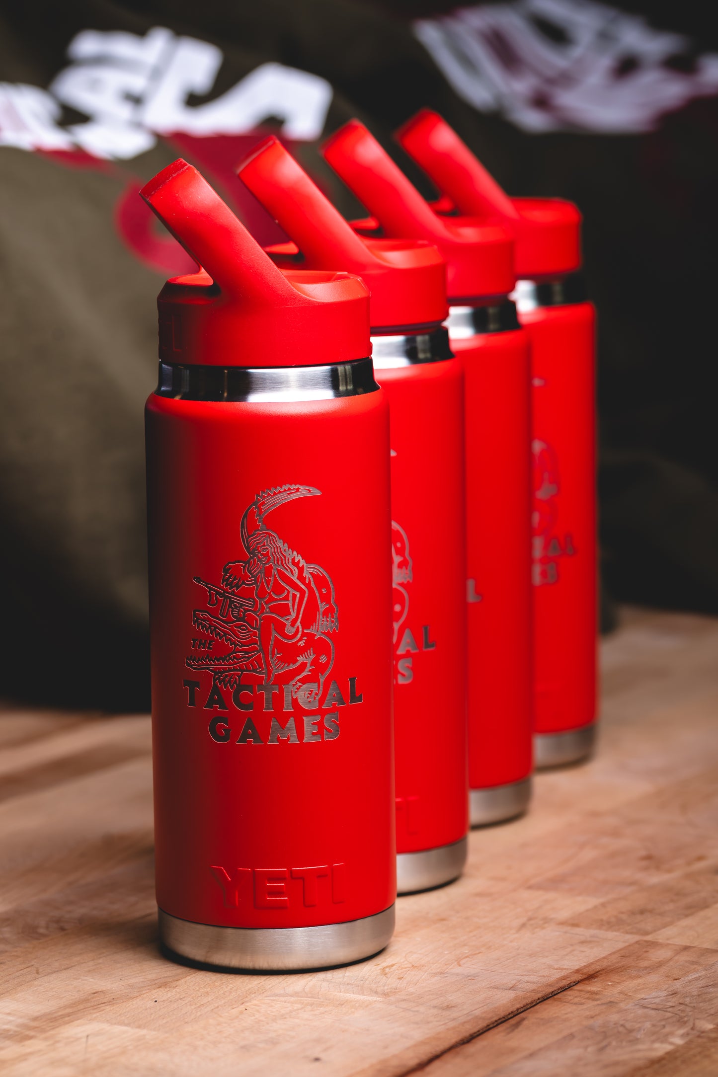 YETI 26oz water bottle with color-matched straw cap